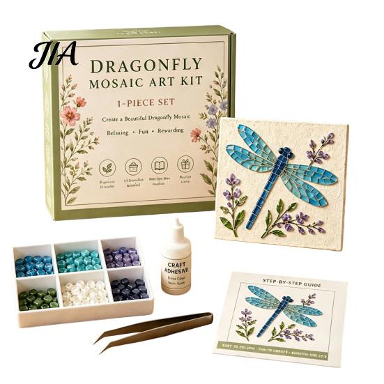DIY Craft Projects for Adults Sea Glass Mosaic Art Kit, Flower Insect Nature Inspired Sets Kit with Colorful Pieces Beginners, Handmade Wall