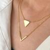 Elegant Geometric V-Shape Triangle Pendant Double Layer Necklace with Delicate Chain
