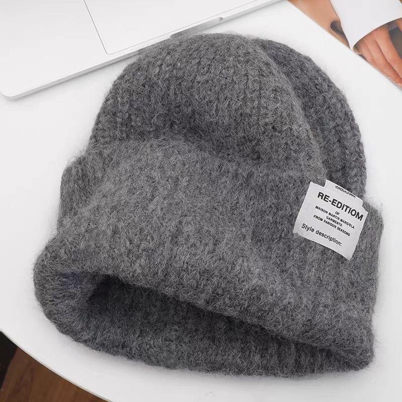 Small hat, seasonal wool hat, knitted hat, new hat, women's winter patch, bag head, ear protection, letter pile to keep warm and show face