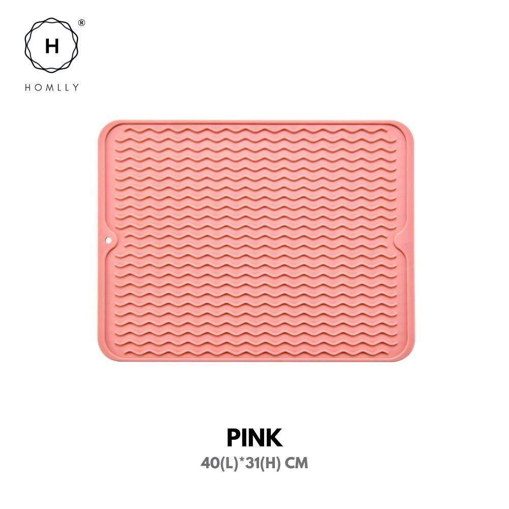 

Homlly Kitchen Silicone Dish Drying Mat Heat Resistant Pad Dish Drainer Mats (X2PCS) Pink 31x40 cm X2
