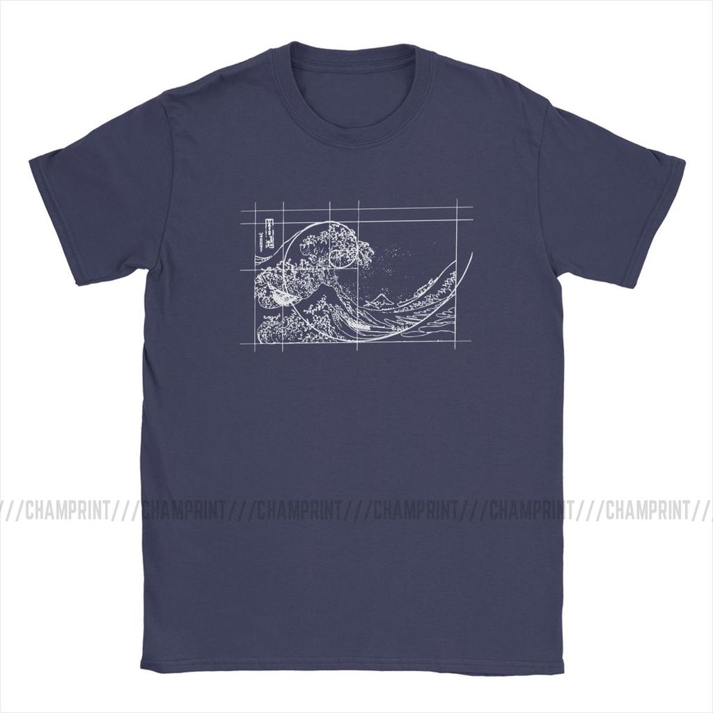 Hokusai trifft Fibonacci-Folge Goldener Schnitt Herren T-Shirt Mathe Technik Geek Lässige T-Shirts Rundhals-T-Shirts Übergrößen Oberteile