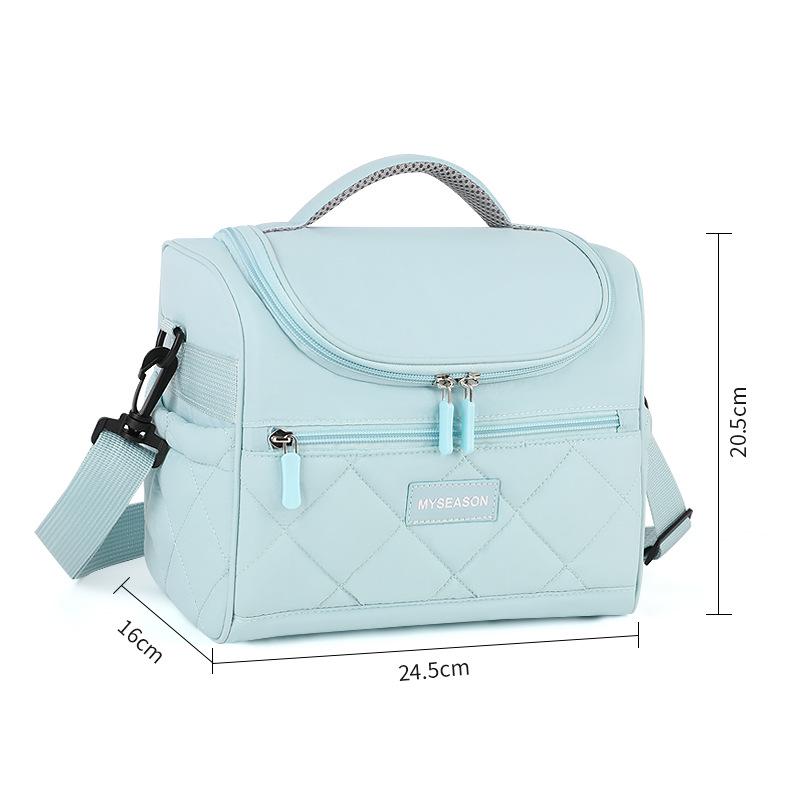 Colorblock Large Capacity Insulated Crossbody Lunch Bag with Thick Aluminum Foil