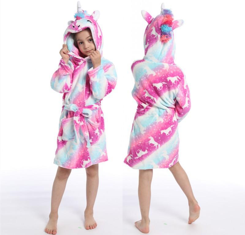 Asciugamano Bambini Accappatoio da Spiaggia e Bagno Modello Animale Arcobaleno Unicorno Accappatoi con Cappuccio per Bambini e Bambine Pigiama Bebe Abbigliamento da Notte per Bambini Accappatoio
