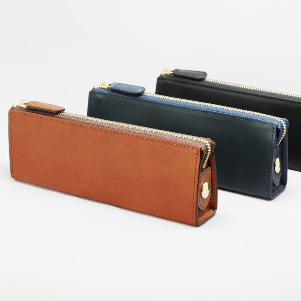 Slip-On Rio Zipper Pen Case L A-IOL-3501 – Italian Leather Pencil Case, Chocolate Brown, Luxury Stationery Holder