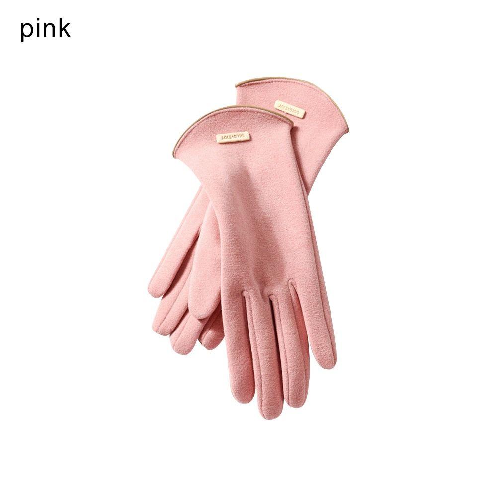 

Спорт на открытом воздухе Немецкий бархат Защищающие от холода варежки Перчатки для верховой езды Женские перчатки Перчатки с полными пальцами розовый