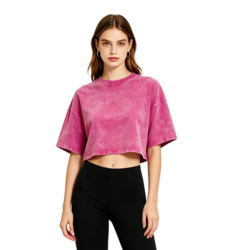 Trendy Loose-Fit Crop Top for Plus-Size - Short-Sleeved Sports T-Shirt