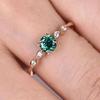 Huitan Green CZ Women Shiny Rose Gold Color Ring Luxury Finger Accessories for Wedding Party Fashion Daily Versatile Zircon