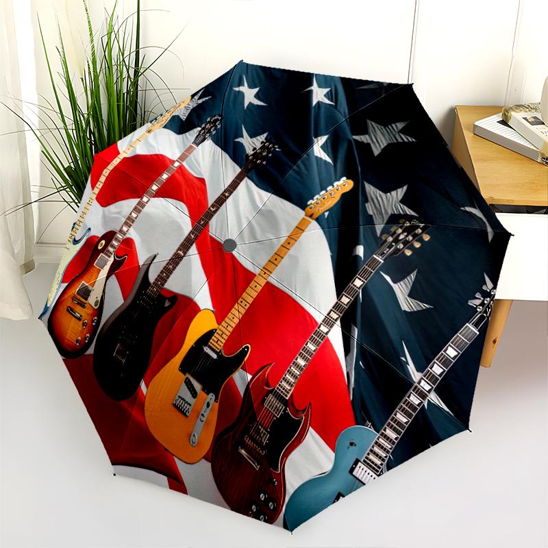 1PC electric guitar Umbrella Portable Folding Umbrella Iron Frame Hole Bone Structure Outdoor Home Umbrella A11