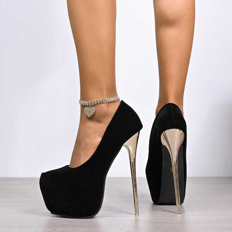 Fashion Super High Heel Sexy Thin Heel Single Shoes Women Pointed Toe Shallow Mouth Platform Hate Sky High Nightclub High Heels