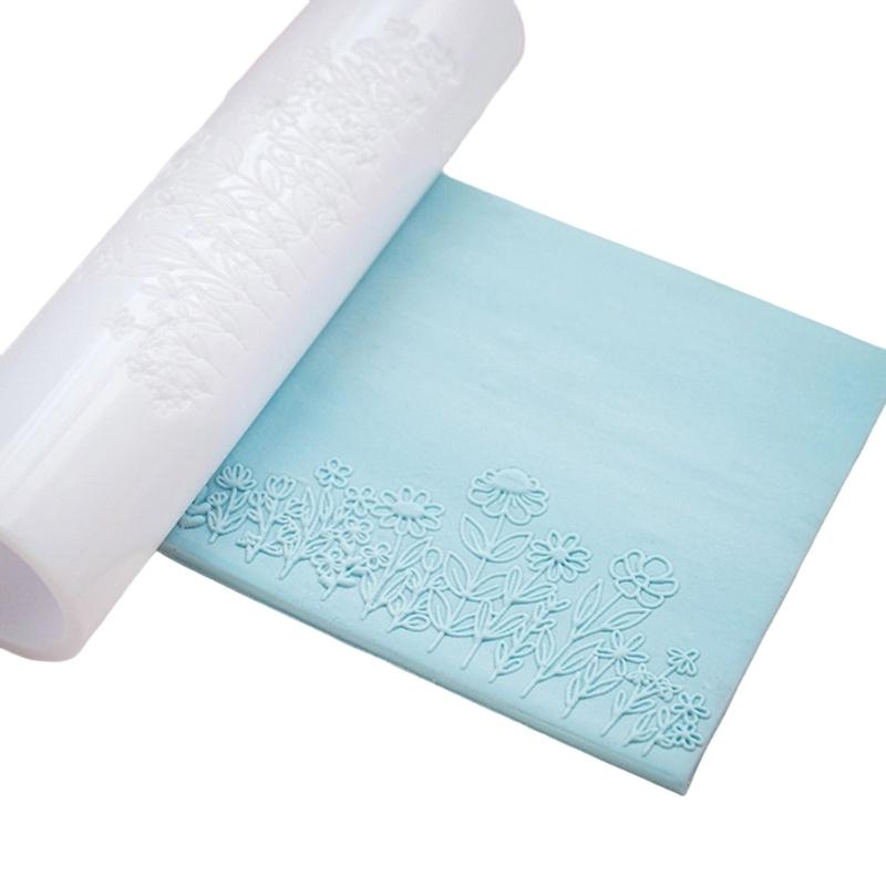 Ergonomic Floral Pattern Clay Embossing Roller For Polymer Jewelry Making Earrings Crafting Supplies Rolling Pin