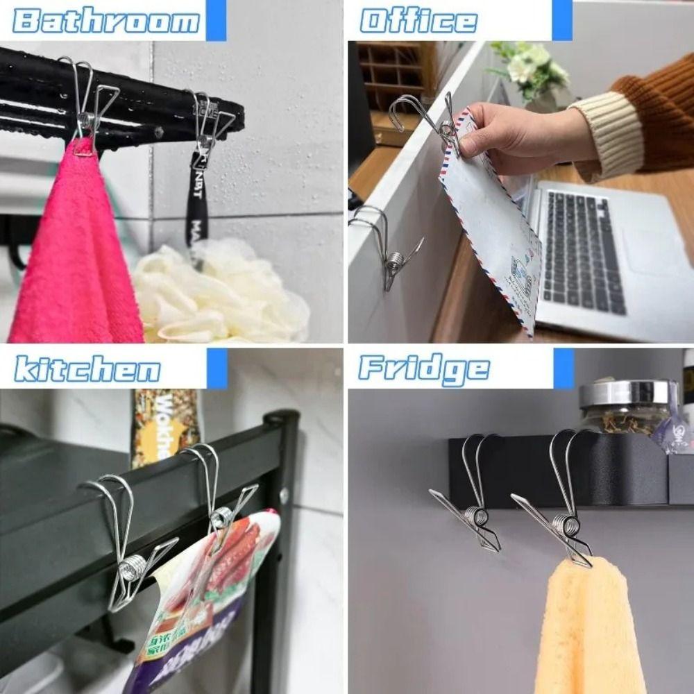 6Pcs Durable Long Tail Clip Organizer Metal Clothespins Multifunctional Towel Organizer  Closet