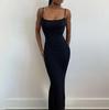 European American SKIMS Solid Color Slimming Spaghetti Strap Mermaid Bodycon Dress