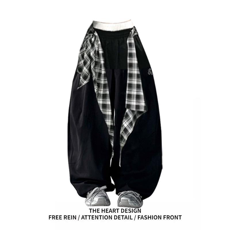 

Hip-hop hip-hop stacked removable wide-leg pants women s summer loose and drape scimitar casual pants jazz dance pants S чёрный