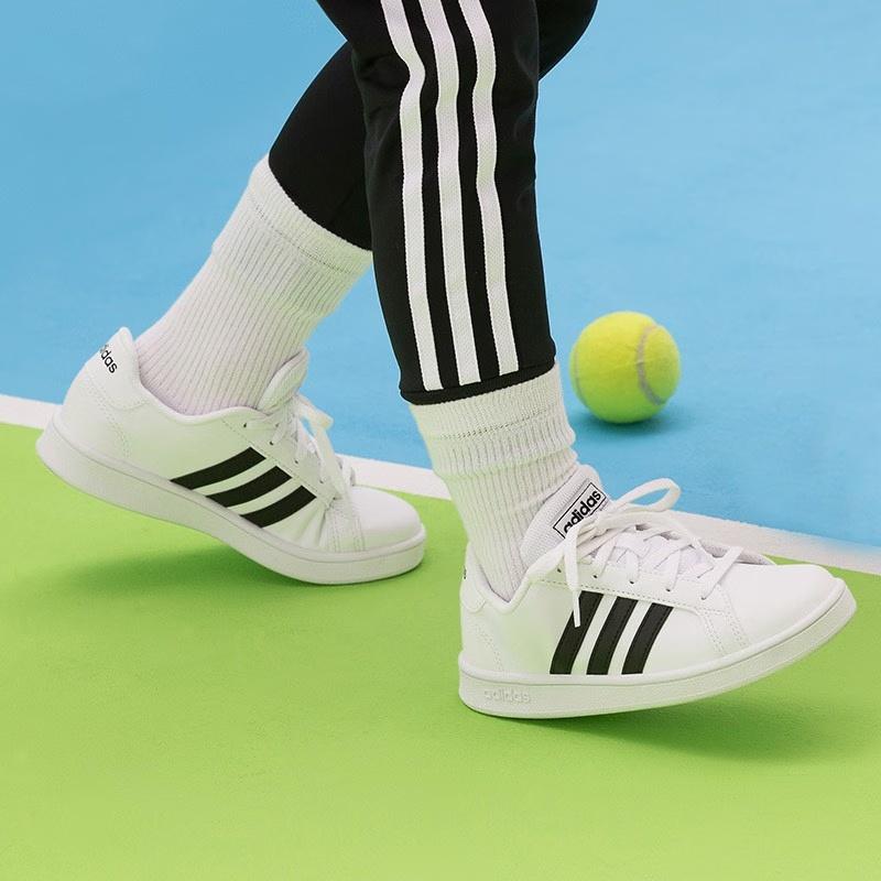 (GS) adidas Grand Court J 'White Black' Kids' EF0103