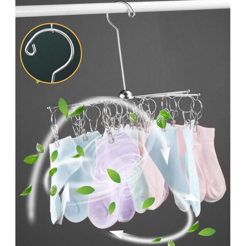 Foldable Steel Underwear Sock Dryer Laundry Rack Flat Head Best Clothes Hanger Airer Rust Resistive Strong Grip Clip