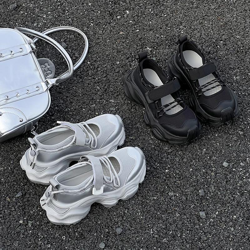 Mesh Women Platform Sneakers Casual Flats Sport Shoes Summer 2025 Brand Breathable Running Shoes Sandals Hiking