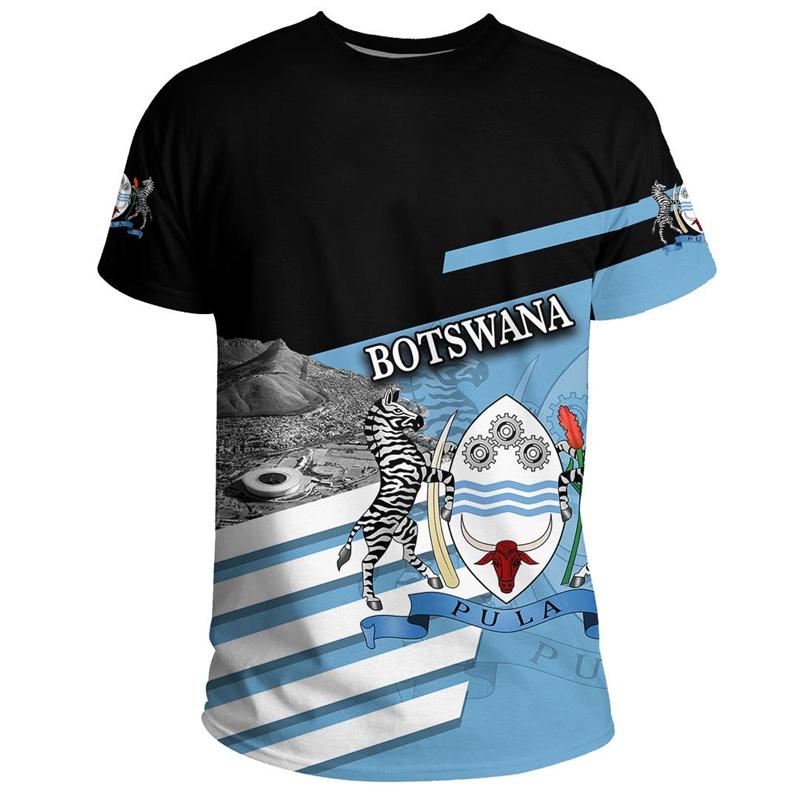 

Футболка с рисунком герба Ботсваны, мужские летние футболки в африканском стиле с 3D принтом, повседневные футболки с круглым вырезом, топы с короткими рукавами L