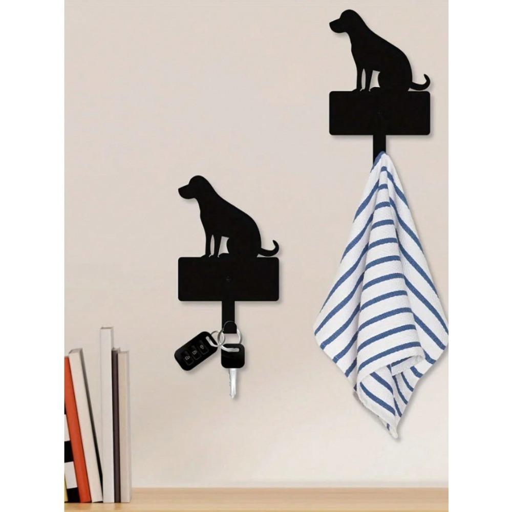 Black Metal Puppy Wall Hooks, Cute Dog Design for Living Room & Bedroom Entryway