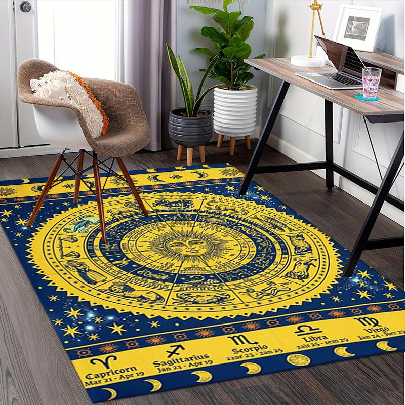 Zodiac Signs,Astrology Chart Pattern Printed Chair Mat -Decorative Mats for Office Tables,Coffee Tables - Durable and Fashionable Carpet0331 100cm x 120cm
