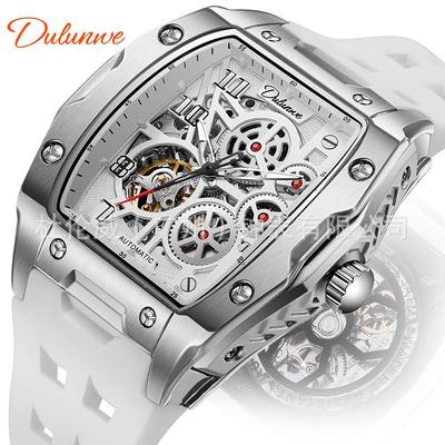 Durhamway Men's Skeleton Tonneau Mechanical Watch - Luminous, Automatic, Fashionable Design
