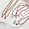 Cartoon Christmas Pendant Necklace Holiday Beaded Necklace Statement Jewelry