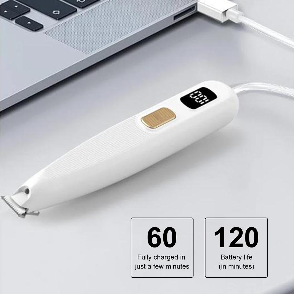 Pet Hair Trimmer Low Noise USB Rechargeable Waterproof Pet Hair Shaver with LED Light for Dogs and Cats