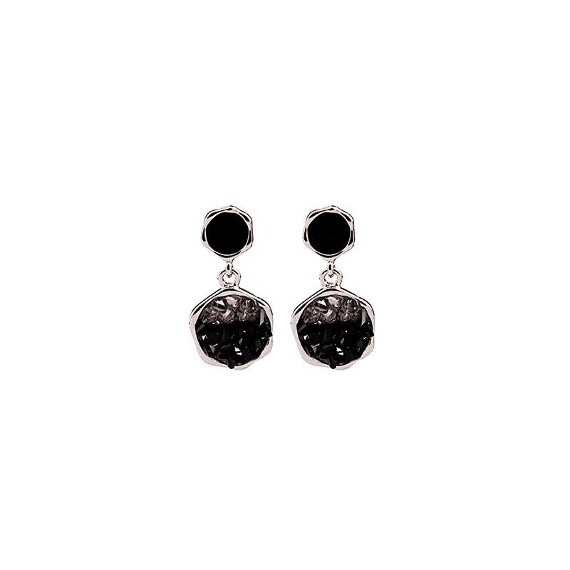 Black Sea Salt Geometric Three-Dimensional Super Flash Pendant Earrings Exquisite Design Cool Sa Elegant Earrings