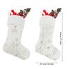 Winter White Christmas Stocking Hanging Bag Decoration Soft Textured Design Gift Storage Holiday Essential