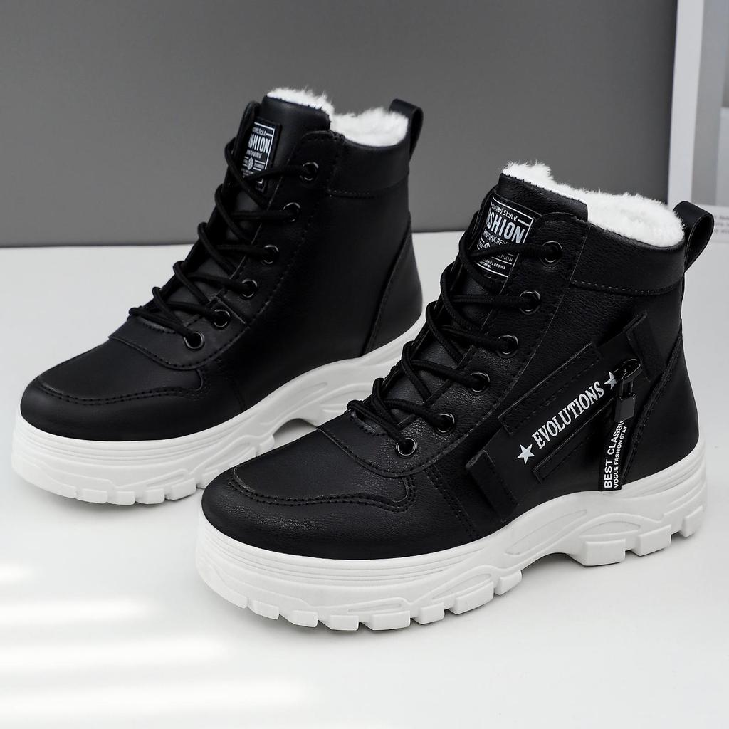 Women's Korean Style Lace-Up Mid-Calf Thick-Soled Winter Boots