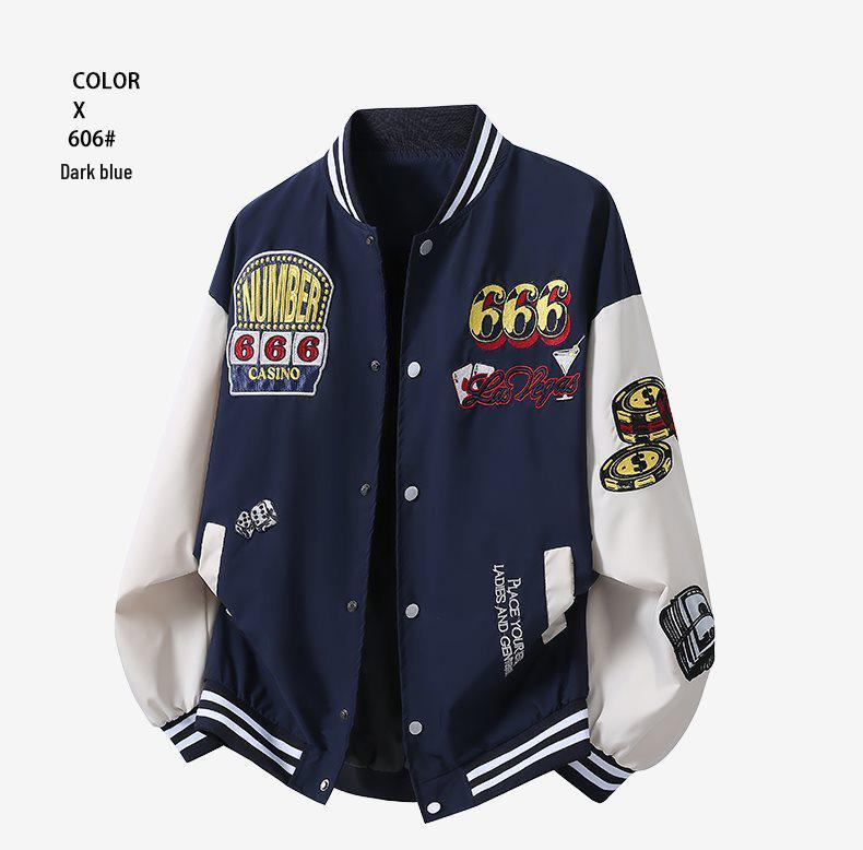 2026 Men's American Retro Digital Embroidery Baseball Jacket - Trendy, Versatile Casual Outerwear