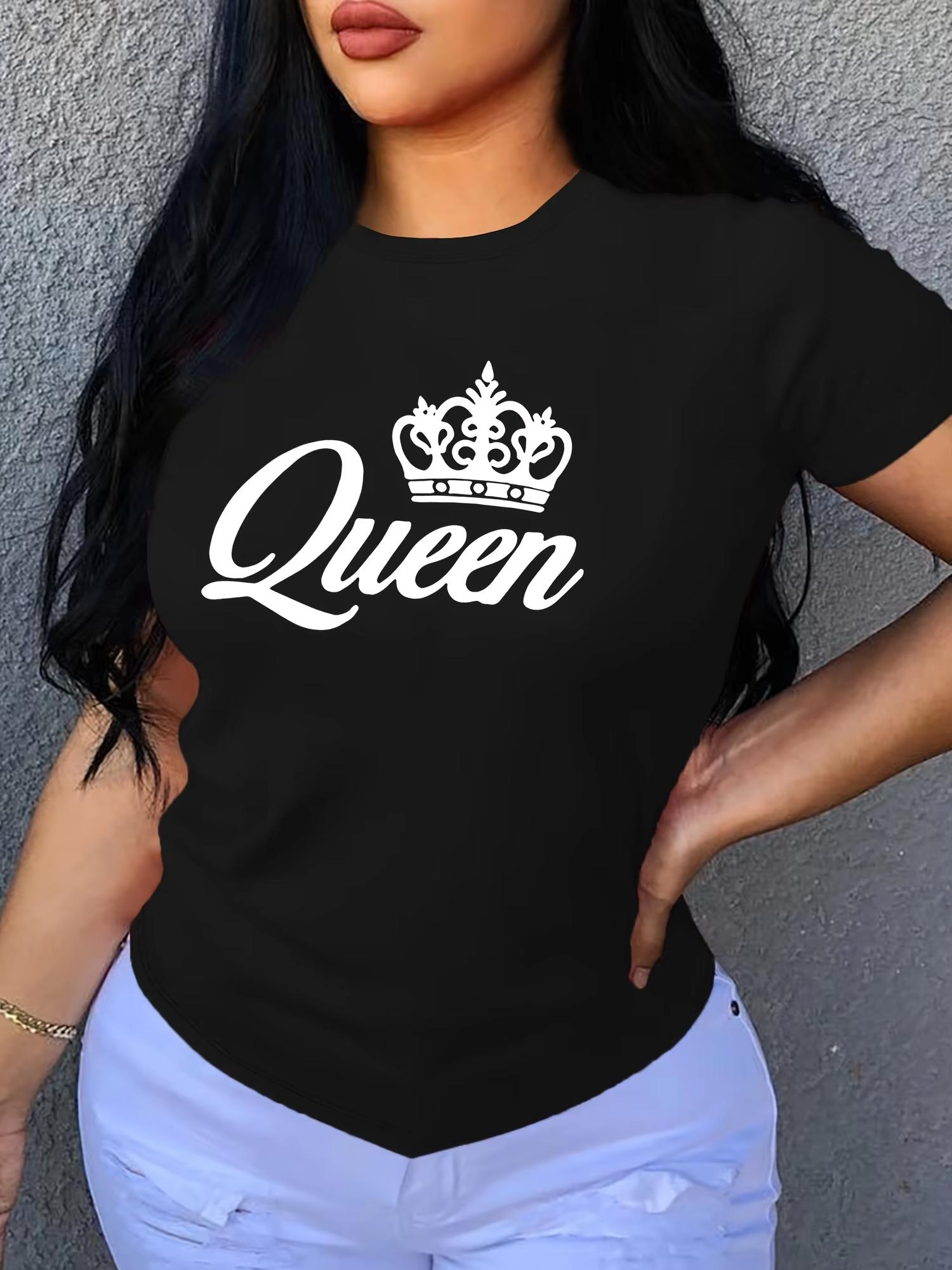 

Summer Women s Queen Graphic Printed T-shirts Casual Sports High Quality Fashionable Short Sleeve Round Neck Loose Pullover Tops 4XL