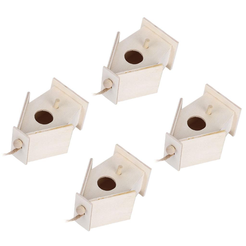 4 Stück Hängende Art Innovatives Holz Vogelhaus Nester Käfig für Garten Hof Dekoration