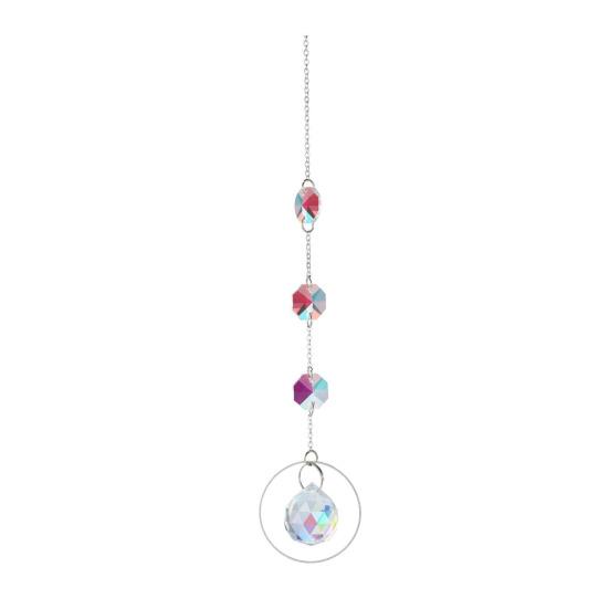 Faux Crystal Suncatcher, Colorful Prisms Window Hanging Sun Catcher, Moon Sun Rainbow Maker Chain Pendant for Garden Home Decor