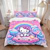 Hello Kitty Rainbow Fantasy Print 3Pcs Bedding Setduvet Cover With 2 Bedropillowcase Home Birthday Gift