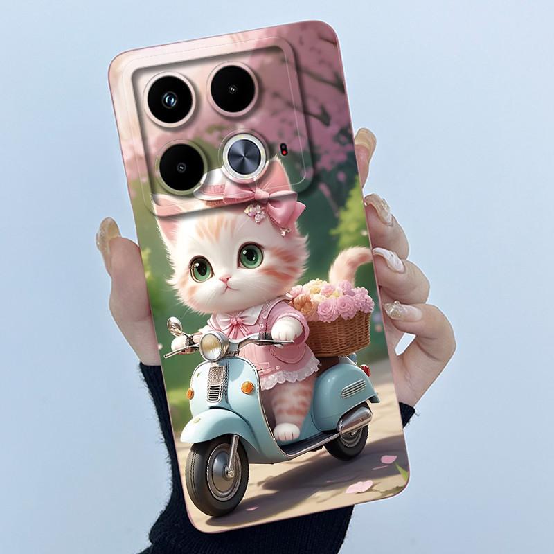 For Infinix Note 40 Pro Plus 40X 4G 5G Phone Case Cute Cartoon Flower Protective Liquid Silicone Soft Back Cover Ultrathin Shell