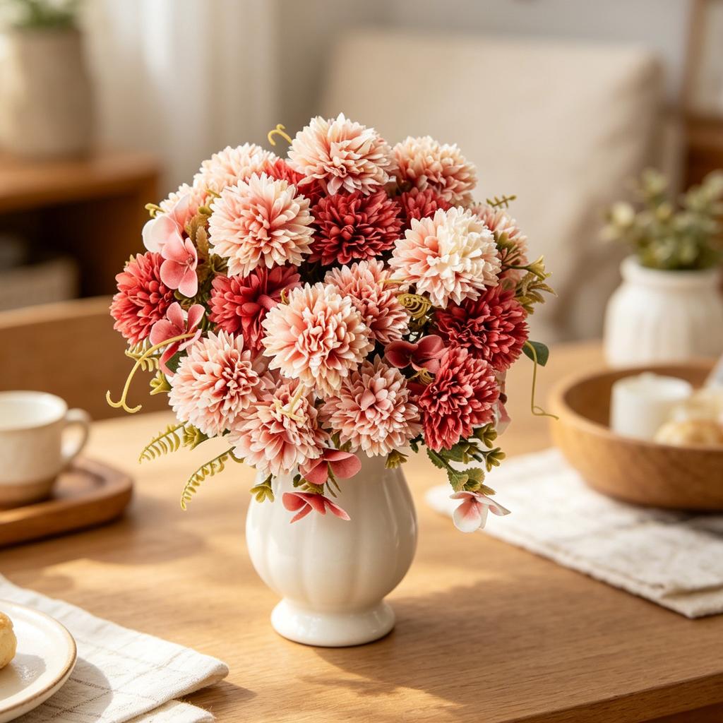 Artificial Flowers Silk Ball Chrysanthemum Outdoor Garden Wedding Bridal Bouquets Home Rome Table Yard Wreath Festival Diy Gifts