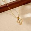 Gold Plated Stainless Steel Crystal Cross Pendant Necklace for Women