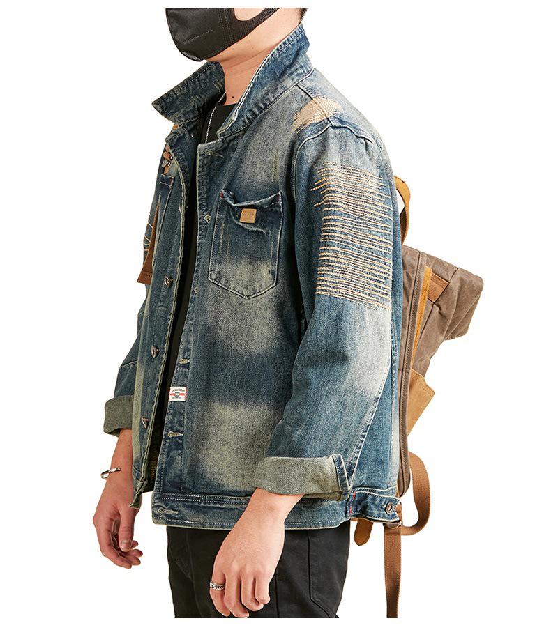 Xintang Retro Embroidered Men's Denim Workwear Jacket for Spring 2025