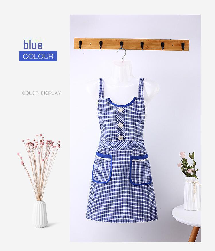 

Женский дышащий хлопковый жилет-фартук с лацканами - симпатичный, антимасляный кухонный модный strap синий