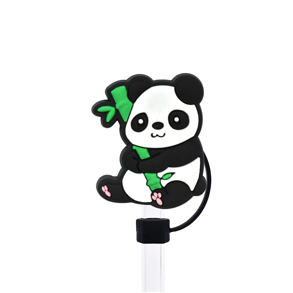Portable Cute Panda Straw Tips Covers Good Sealing Dust-Proof Straw Topper Party Supplies Straw Tips Lids for 10mm Straw