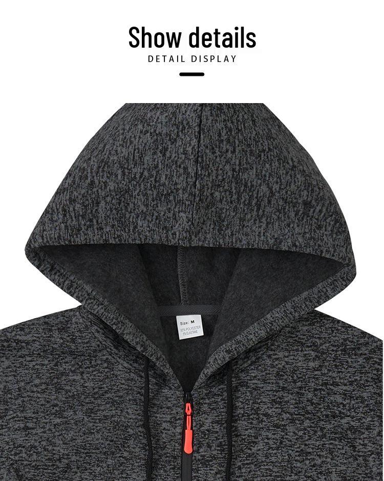 Men's Retro Fleece-Lined Cationic Hoodie - Winter Style Workwear with Pockets & Zipper