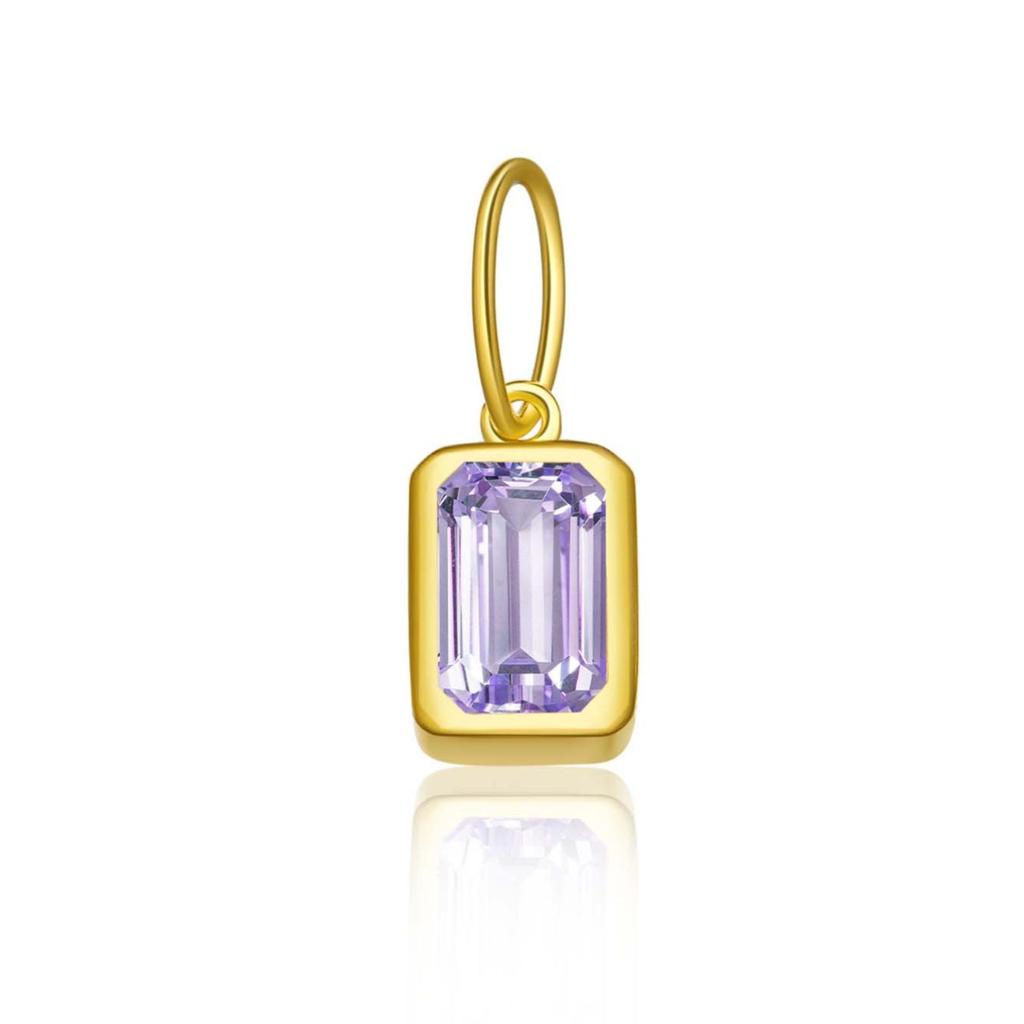 12 Birthstone Colored Zircon Square Pendant Necklace, S925 Sterling Silver, European & American Style