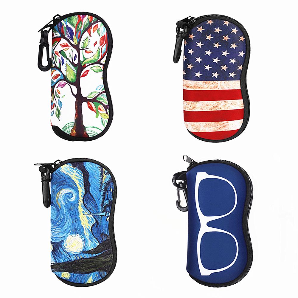 Dive Suit Printed Anti-Fall Zipper Glasses Case for Outdoor Protection and Mountaineering