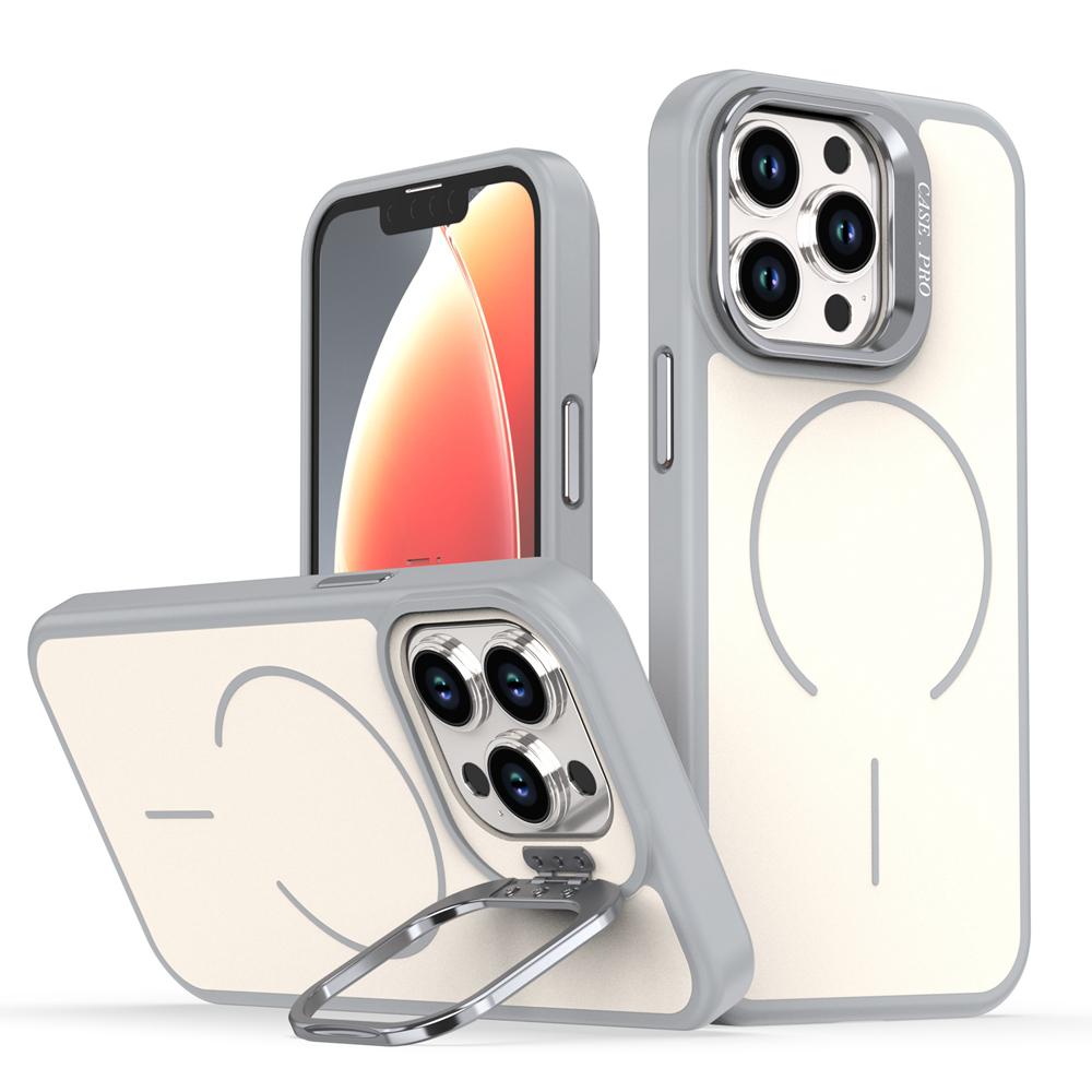 KEYSION Matte Skin Feel Lens Stand Phone Case for Magsafe for iPhone 11 12 Pro Max Magnetic Wireless Charging Shockproof Cover
