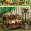 NestNature Wooden Wagon Planter Box Raised Garden Bed with Wheels for Indoor Outdoor Decor Natural Wood Finish Planters for Flo