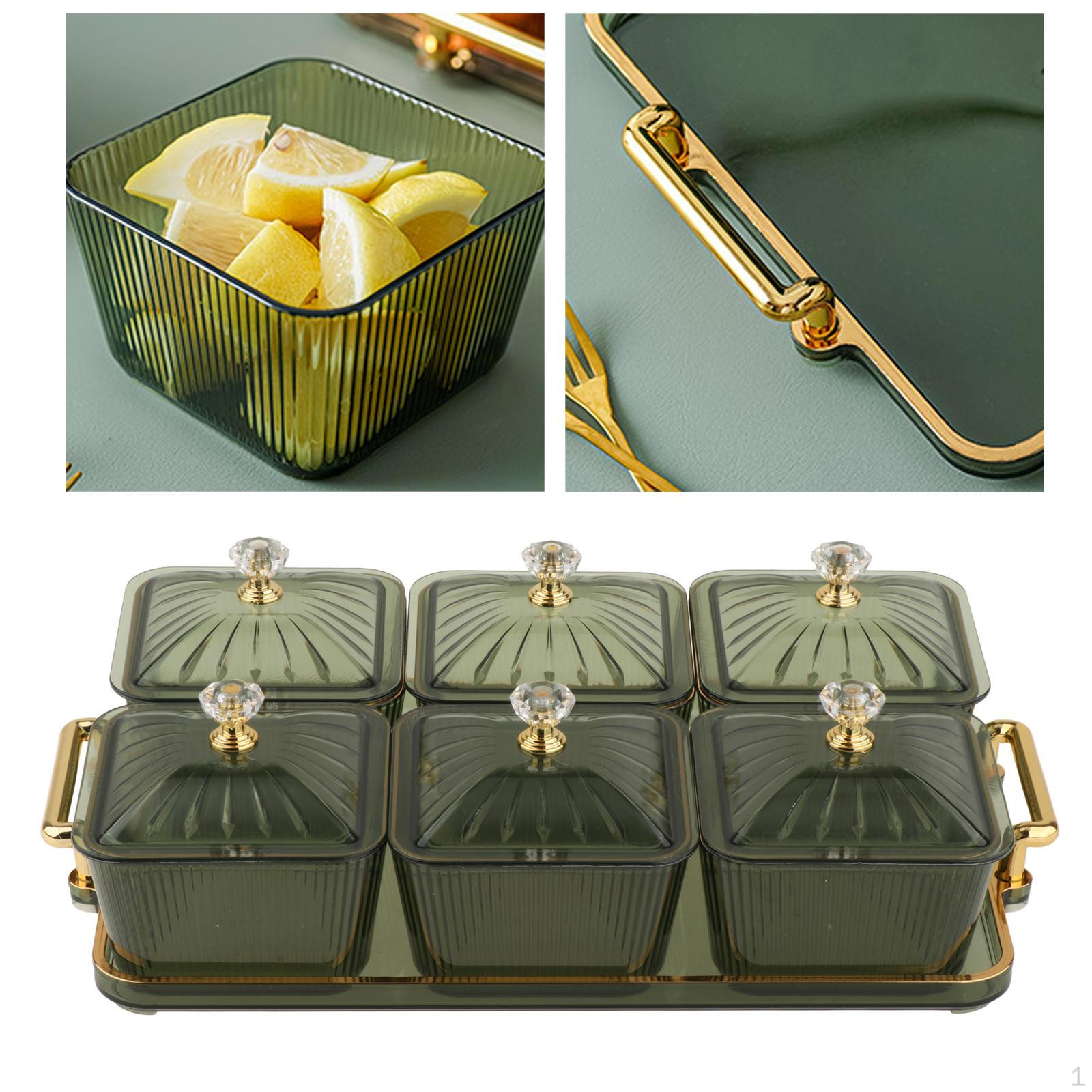 

Набор фруктовых и ореховых тарелок для празднования Green 6 grid