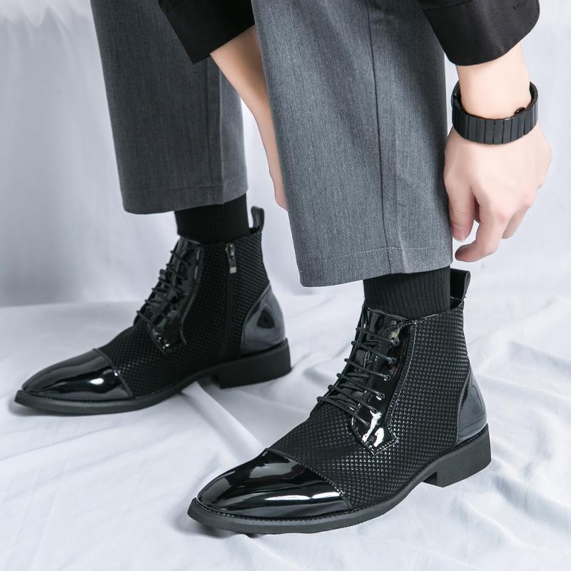 Pánské kotníkové boty Vzor kohoutí stopy Ležérní Retro Pánské boty Wingtip Společenské Tuxedo Svatební boty
