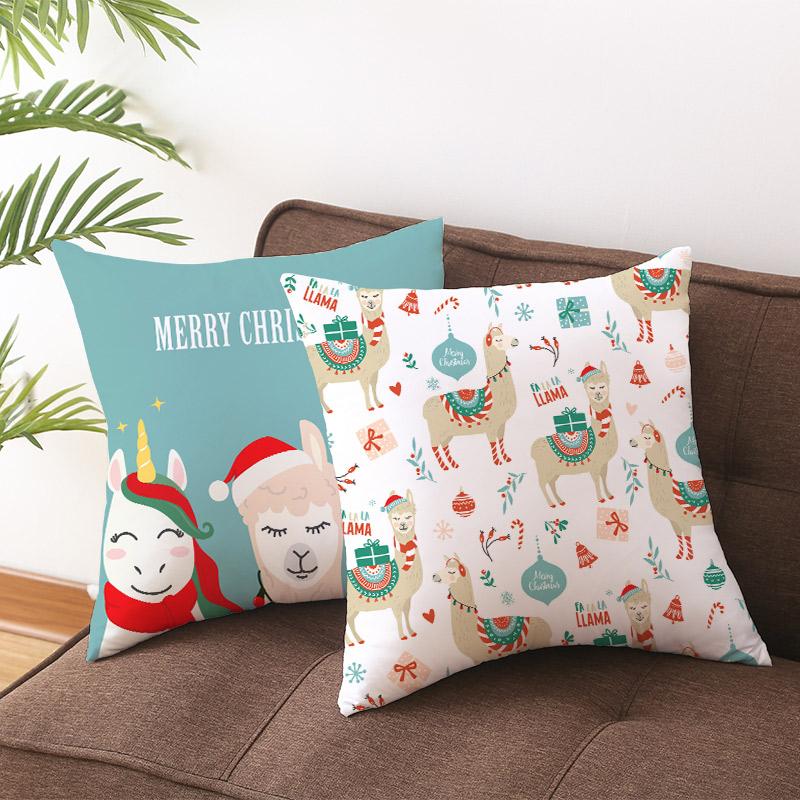 Cute Cartoon Alpaca Cushion Cover Creative Alpaca Printed Decorative Pillow Cover Alpaca Pillow Cover Sofa