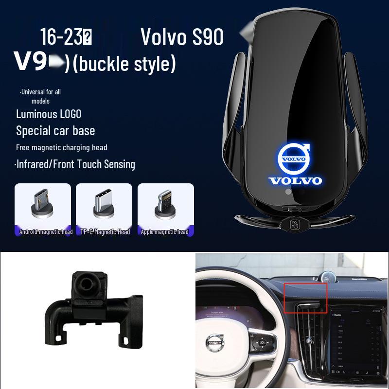 Volvo XC60/S90/V90/S60/V69 için Uyumlu Manyetik Kablosuz Hızlı Şarj Cihazı ve Telefon Tutucu
