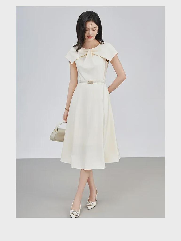 Elegant French Fashion Cape Sleeve Slim Dress